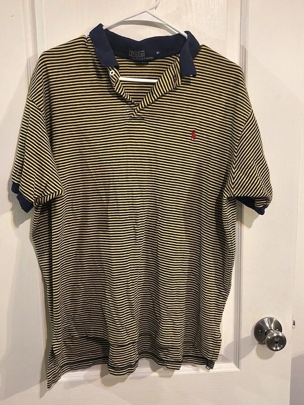 Polo Ralph Lauren Striped Cotton Polo in Yellow & Blue XL